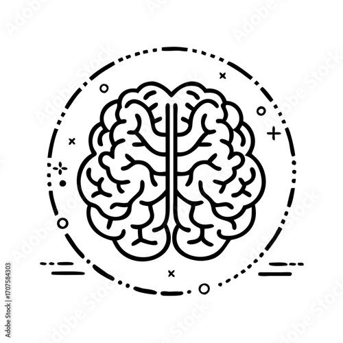 Vector art of human brain icon symbol of intelligence, creativity, learning, and memory vector illustration of the brain in outline style
