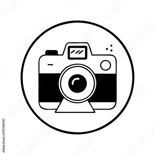 Vector art of icon of a camera symbol for photography, image, photo, video, device, technology, and photographic equipment
