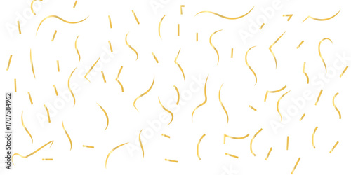 Abstract Scattered yellow confetti Golden Curves Lines creating a festive and celebratory atmosphere visually appealing White Background.	
