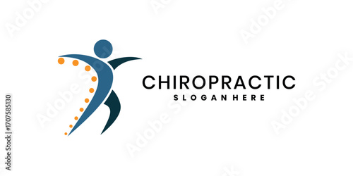 Chiropractic logo design with spine and human health care