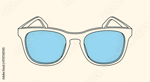 Stylish sunglasses with blue lenses for summer vacation and sunny days.