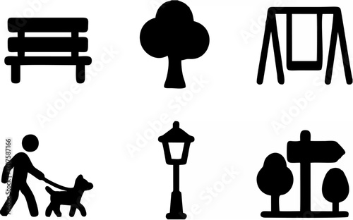 Park elements including bench...