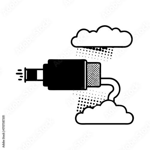 Vector art of ethernet cable network connection for internet access data transmission for computer and devices cloud computing