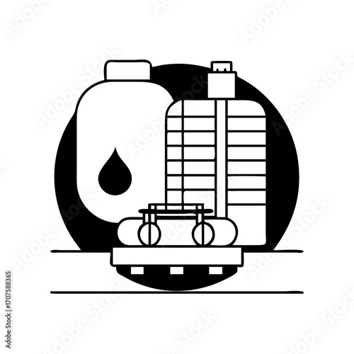 Vector art of crude oil storage icon this vector graphic depicts the oil industry, including tanks, pipelines, and storage facilities