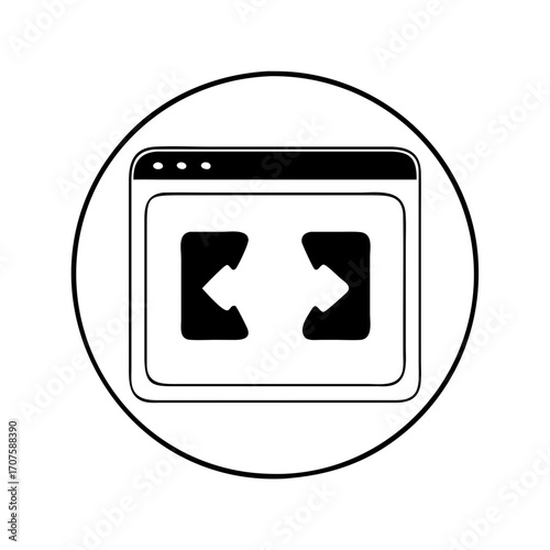 Vector art of browser window with arrows icon this vector graphic represents resizing, expanding, or maximizing a window