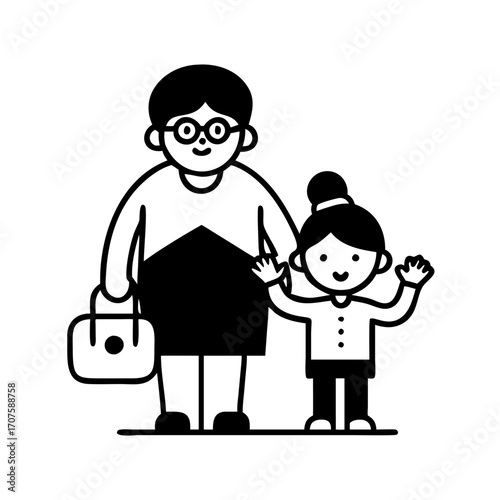 Vector art of grandmother with her granddaughter a heartwarming illustration of family bonds and intergenerational connection