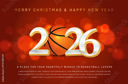 Basketball Themed Christmas & New Year Greeting Card