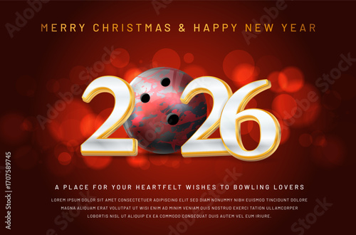 Bowling Themed Christmas & New Year Greeting Card