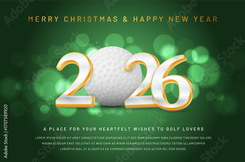 Golf Themed Christmas & New Year Greeting Card