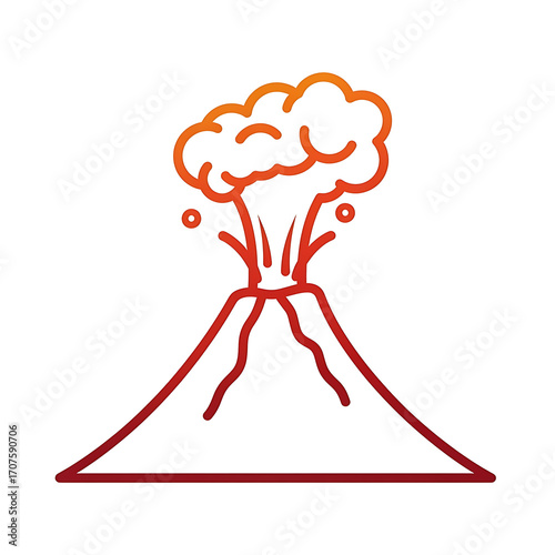 Volcano eruption with smoke and lava isolated on white background vector icon