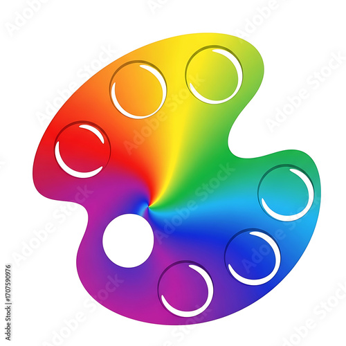 Colorful artists palette with rainbow colors isolated on white background