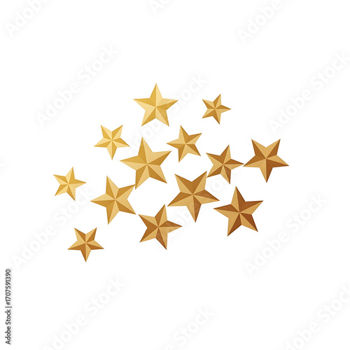Golden stars scattered on white background, creating a celestial pattern