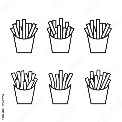 French fries line art crispy golden delight