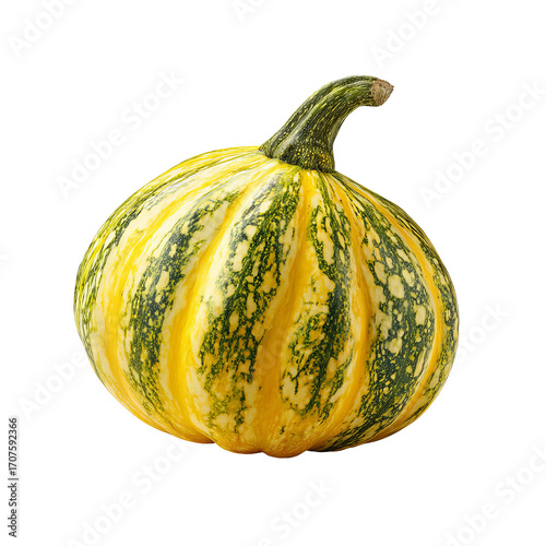 Round, striped gourd, yellow-green