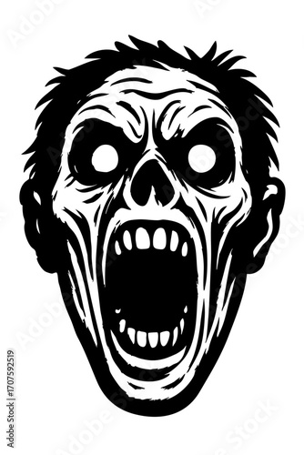 Screaming Undead Zombie Head Vector