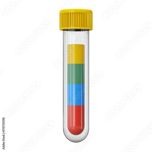 Clear test tube with colored layers