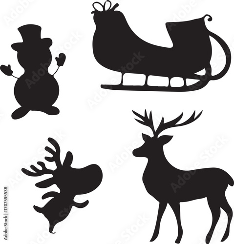 set of deer silhouettes
