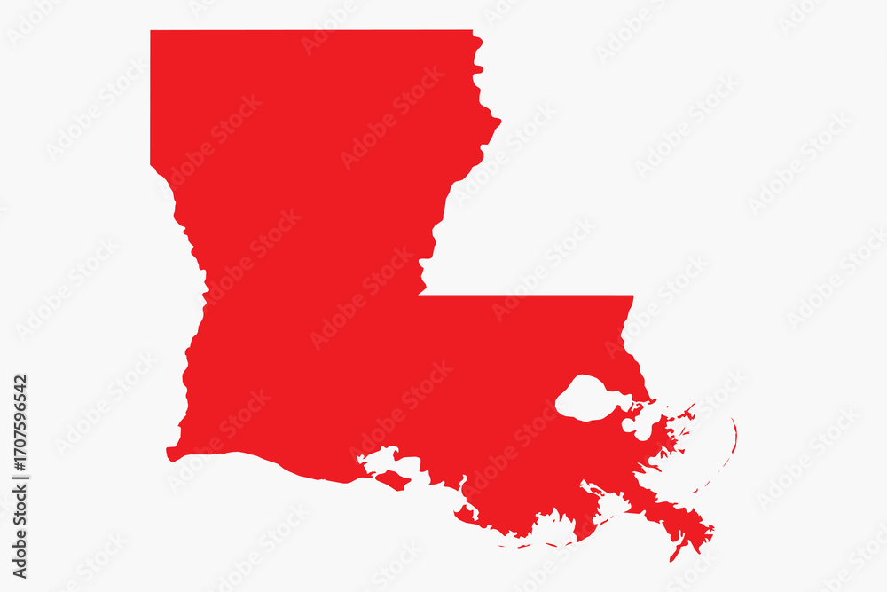 Fototapeta premium Vector graphic artwork suitable for print and web containing flat detailed map of LOUISIANA