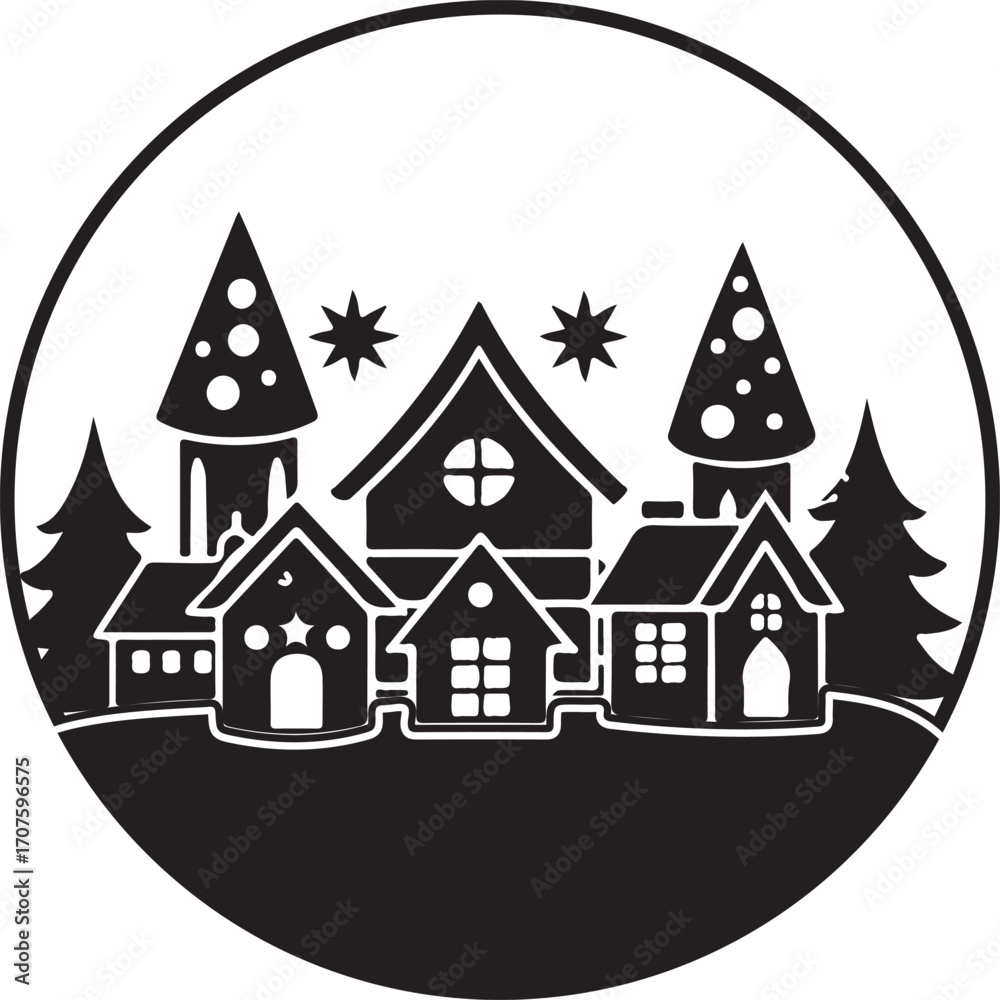 Obraz premium house with christmas tree