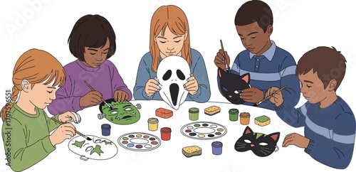 Kids painting Halloween masks together creates fun and spooky holiday memories for everyone this season