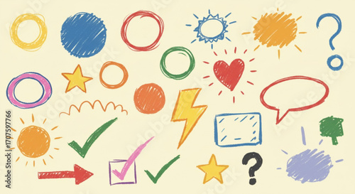 Vibrant hand-drawn doodles spark creativity and ideas, perfect for playful designs and engaging content.