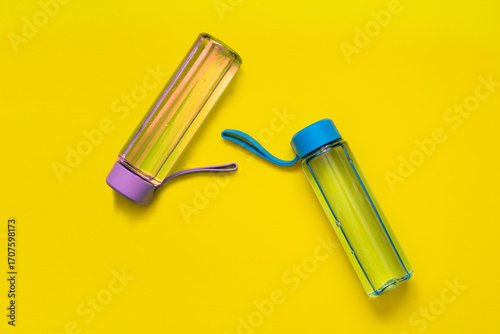 healthy lifestyle concept. Two bottles of water for sports