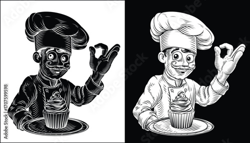 Black and white woodcut sty...