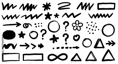 Hand-drawn graphic elements collection for design projects, creative concepts, and visual storytelling