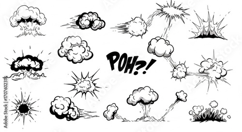 Dynamic comic book explosions and sound effects for bold, impactful visual storytelling