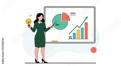 Business presentation of growth and financial results with a creative idea in mind.
