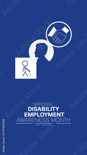National Disability Employment Awareness Month Poster Banner and Background Abstract Design Template for Workforce Inclusion Accessibility Career Education and Diversity ,for mobile responsive