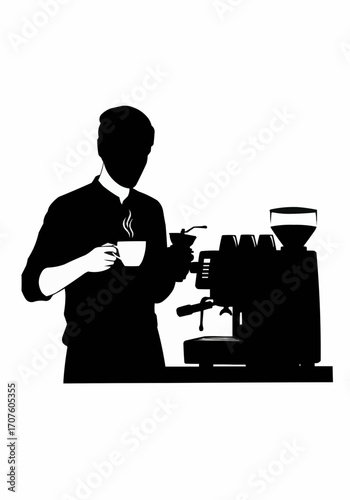 A barista expertly preparing a cup of coffee.