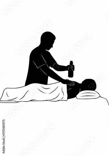 A massage treatment silhouette indicating therapy, relaxation and well-being.