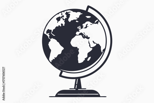 A monochromatic globe displays the continents of the Americas and part of Africa