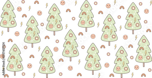 Retro Christmas tree 16oz libbey glass can wrap. Merry Christmas cup wrapping. Holiday tumbler sublimation design