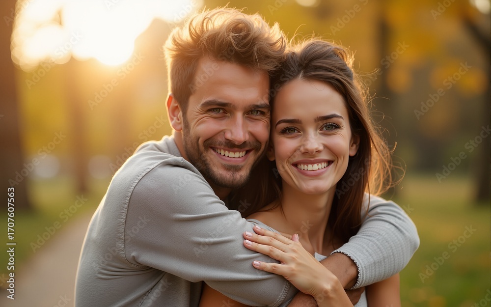 Fototapeta premium Young couple hugging. High quality