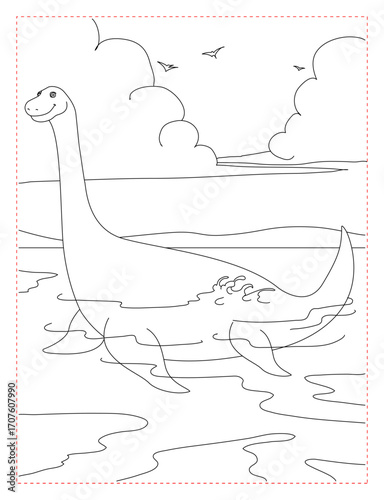 Elasmosaurus Coloring Page: Long-Necked Sea Creature Art