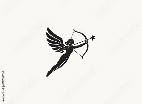 Greek Goddess Minimal Logo, Greek Beauty Logo, Wing Greek Goddess Vector, Greek Goddess Illustration, Greek Goddess Silhouette, Beauty, Skincare, Elegant, Luxury, Feminine, Hera, Athena