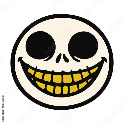 Golden Smile Skull Face – Creepy Grinning Skeleton Head