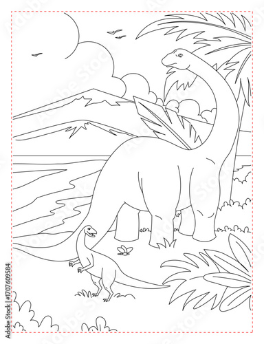 Triceratops Watching Out for Enemies Coloring Page: Armored Dinosaur Art