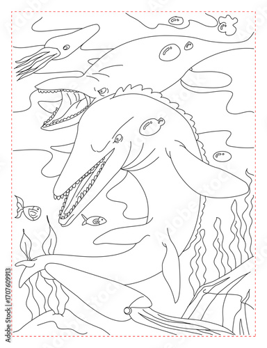  Pteranodon Over a Dangerous Prehistoric Sea Coloring Page: Dramatic Dinosaur Art