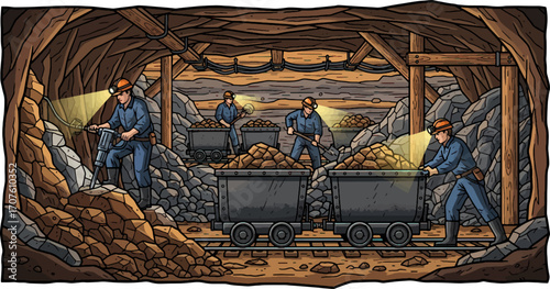 Mining Industry Vector Illustration