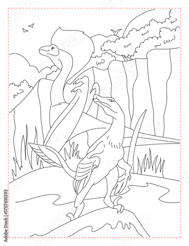 Triceratops Herd at the Headquarters Coloring Page: A Peaceful Dinosaur Gathering
