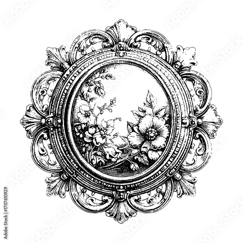 Victorian Floral Cameo Brooch – Copperplate Engraving Style