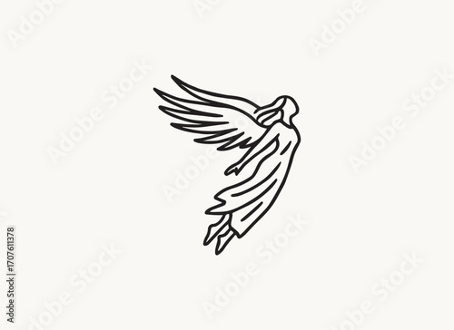 Winged Greek Goddess Minimal Logo, Greek Beauty Logo, Greek Goddess Vector, Greek Goddess Illustration, Greek Goddess Silhouette, Beauty, Skincare, Elegant, Luxury, Feminine, Hera, Athena, Valkyrie 