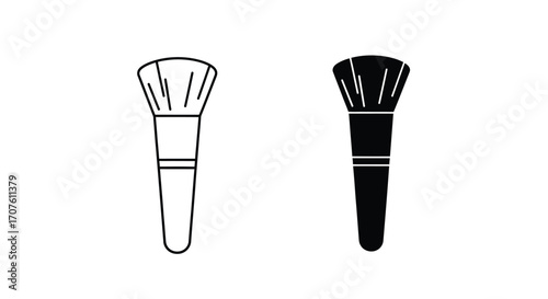 Line art and solid makeup brush icons.