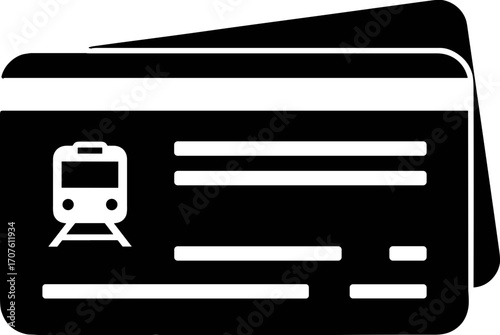 Train tickets icon in black on white background