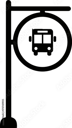 Bus stop sign icon on white background