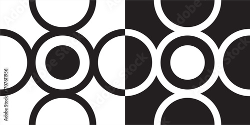 Geometric tile pattern in black and white, ideal for flooring or wall design.