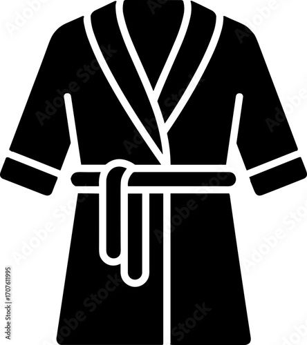 Black bathrobe silhouette on white background